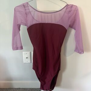 Custom Eleve Dancewear Laico Mesh Half Sleeve Open Back Leotard, Size Small